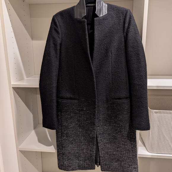 AllSaints Jaiya Coat Black Grey Ombre Coat Size 6 - Picture 2 of 4